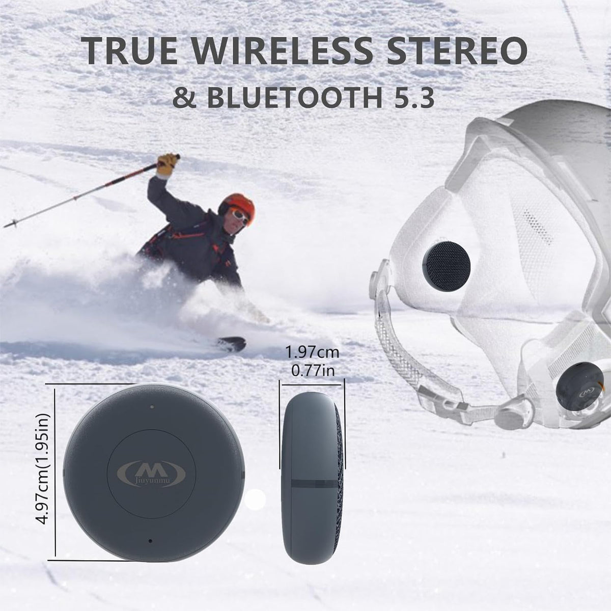 Outdoor Sports Ski Helmet Headphones/Bicycle Helmet Headset- Chips 5.3 - True Wireless Bluetooth Helmet Speakers for Skiing, Snowboarding Mountain Biking, and Climbing Helmet