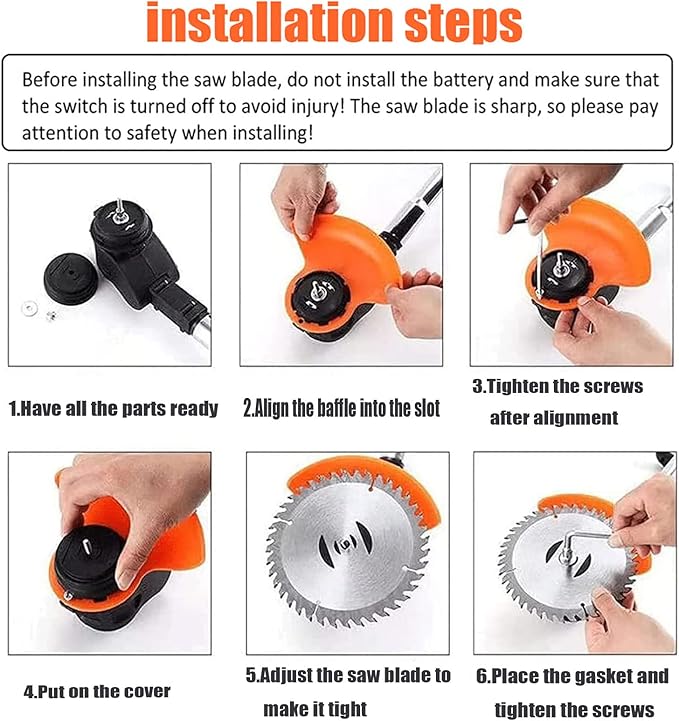 Weed Wacker 24V Eater Battery Brush Cutter, Electric Eater Battery Cordless stringles with 2 Batteries, 1 Charger, 3 Types Blades, Weed Wacker Battery Powered, Lightweight Battery Electric Weed