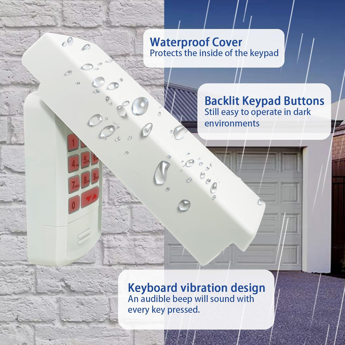 for Genie Garage Door Opener Keypad Compatible with All Genie Intellicode Overhead Door Codedodger and Dip Switch Opener for 1995-Current Models 315/390MHZ Wireless Keyless Keypad Replacement