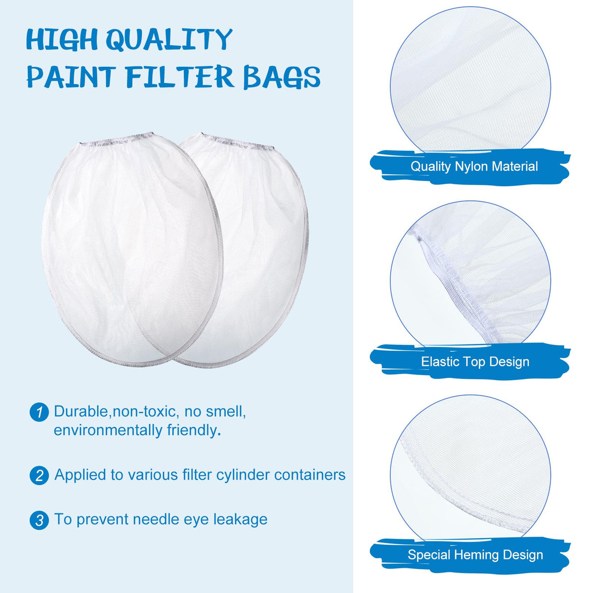 Boao 60 Pieces Paint Filter Strainer Bags White Fine Mesh Paint Strainer Bags Elastic Top Disposable Bucket Filter for Painting, Gardening, Plant Protection (1 Gallon)