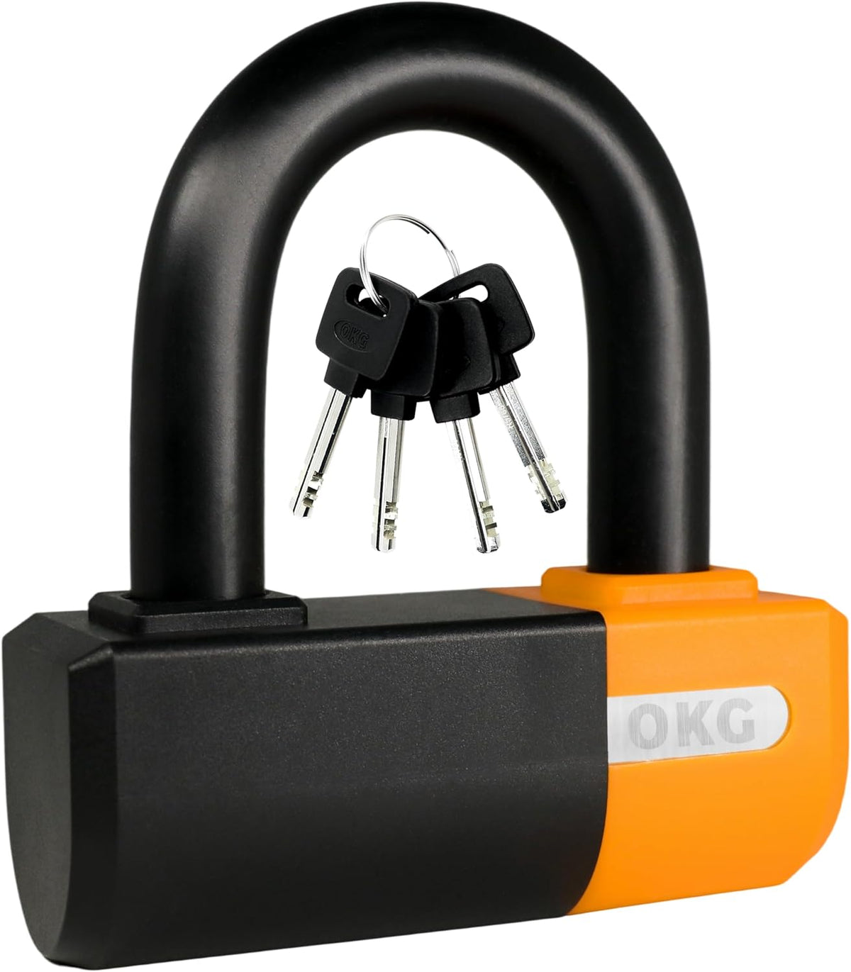 OKG Heavy Duty Small U Lock – 18mm Anti-Cut Manganese Alloy Steel U-Shackle | Dual-Deadbolt Anti Theft Motorcycle Lock for eBike/ATV/Trailer | Drill-Proof & Weatherproof (4 Keys, No Security Chain)