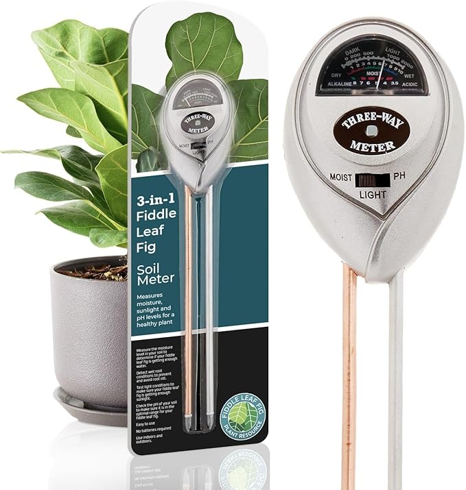 Houseplant Resource Center Fiddle Leaf Fig 3-in-1 Soil Moisture Meter for Plants – Best Indoor Plant Water Meter for Potted Houseplants - Light & Moisture Sensor Probe for Optimal Growth