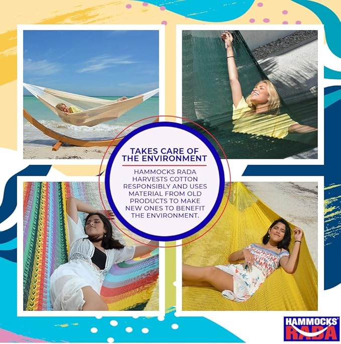 Handmade Hammocks - Hammocks Rada Handmade Yucatan Hammock - Artisan Crafted in Central America - Natural, Fits Most 12.5 Ft. - 13 Ft. Stands - Carries Up to 550 Lbs for Two