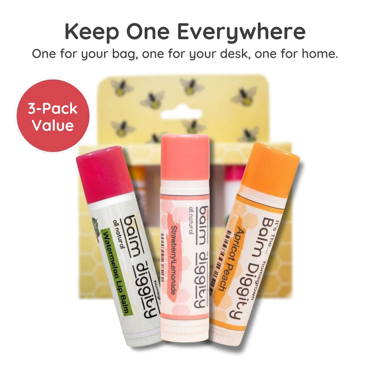 It's The Balm Diggity Beeswax Fruity Lip Balm Variety Set, 3 Pack, Sticks