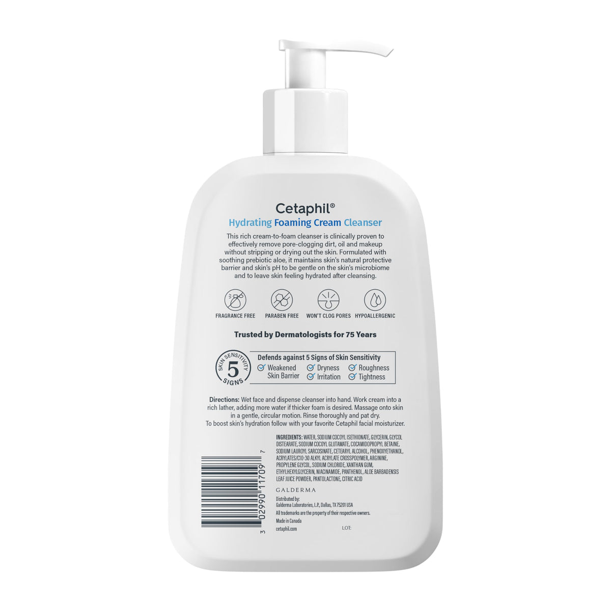Cetaphil Cream to Foam Face Wash, Sensitive Skin Cleanser, 16oz