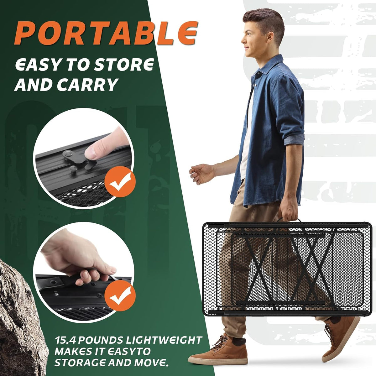 Folding Table with Sink and Double Shelf, Camping Table Height Adjustable Folding Grill Table, Portable Outdoor Table for Picnic,Camping,BBQ,Beach,69 x20 x32 Inches(Black)
