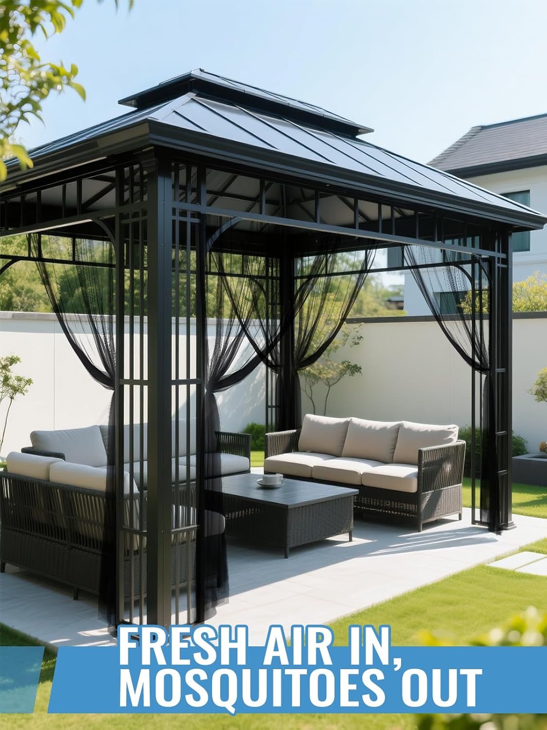 65x10ft Extra Large Mosquito Net, Mesh Netting for Garden Skin and Plants Protection, Patio Bird Bug Screen, Black