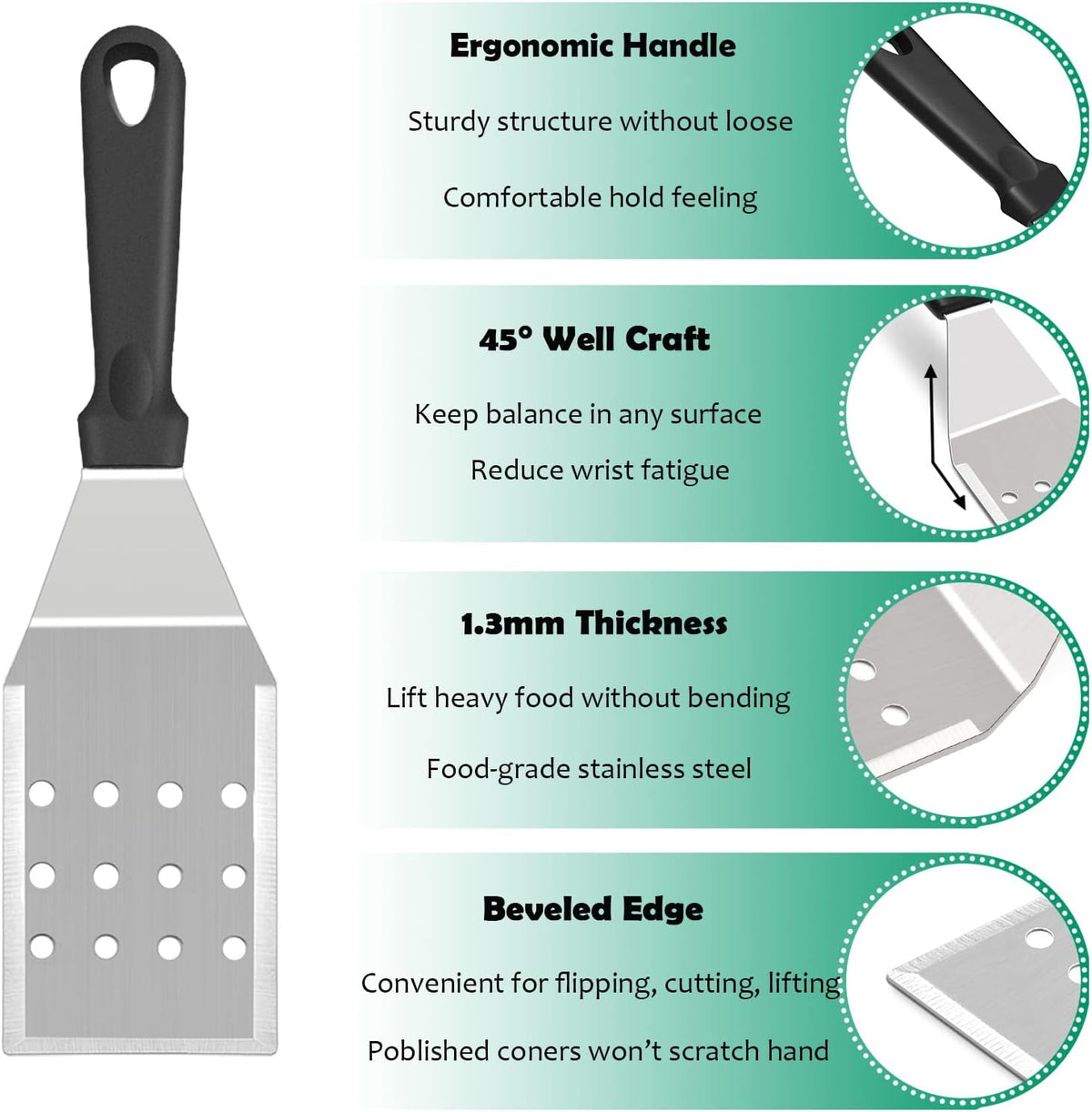 Griddle Accessories Kit of 20, HaSteeL Heavy Duty Metal Spatula Set, Stainless Steel Teppanyaki Tools for Flat Top, Barbecue Grilling Indoor & Outdoor, Melting Dome, Burger Turner, Dishwasher Safe