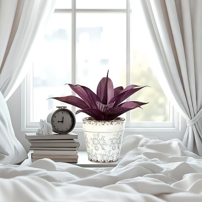Fake Plants Artificial Agave Plants Indoor，UV Resistant Fake Agave Planters Outdoor Decorating Artificial Plants for Outdoors Decor Agave (2Pack,12.6'Purple) Spring Decorations for Home