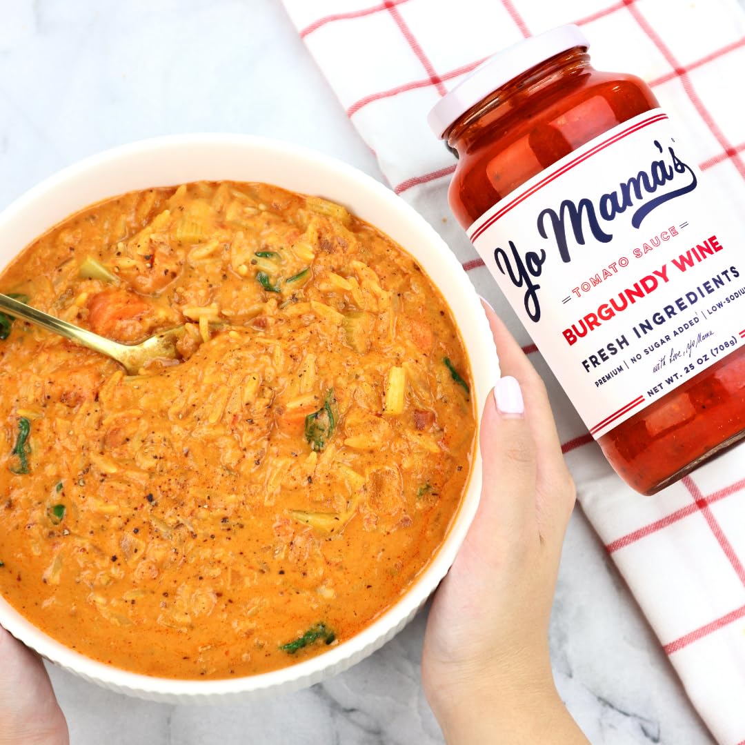 Yo Mama's Foods Keto Burgundy Wine Pasta Sauce - Pack of (2) - No Sugar Added, Low Carb, Low Sodium, Gluten Free, Paleo Friendly, and Made with Whole