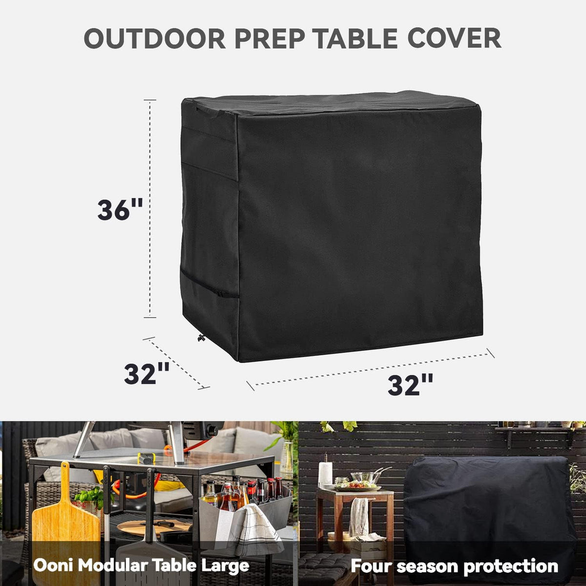Outdoor Pizza Oven Table Cover - Heavy Duty Waterproof Cover for Ooni Large Table,Black