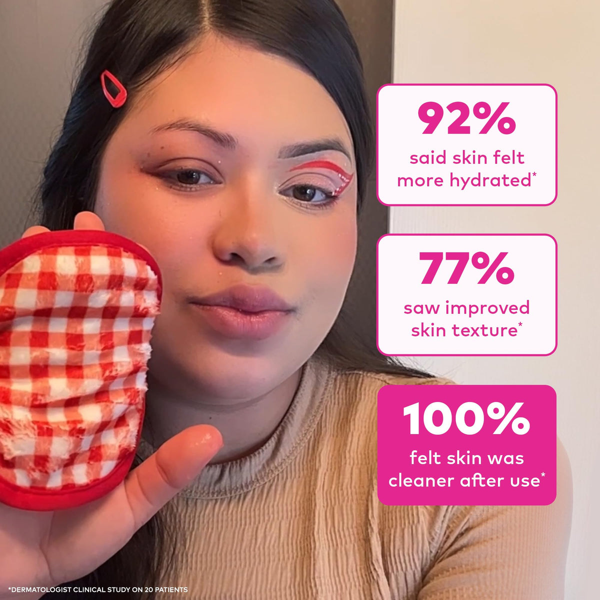 The Original MakeUp Eraser 7-Day Set, Erase All Makeup With Just Water, Including Waterproof Mascara, Eyeliner, Foundation, Lipstick, Sunscreen, and More! Strawberry Fields, 7ct.
