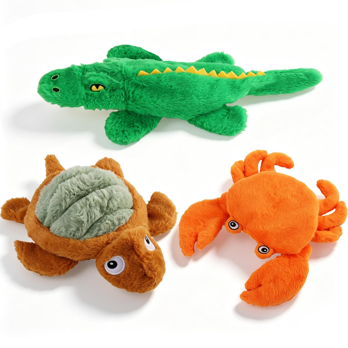 Homounter No Stuffing Dog Toys for Puppies, Small & Medium Dogs, 3 Pack Squeaky Crinkle Plush Toys for Teething & Anxiety Relief, Lightweight Interactive Animal Set to Keep Them Busy