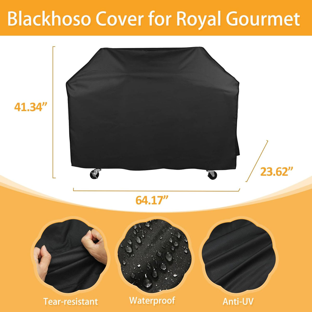 Grill Cover for Royal Gourmet Grill SG6002 ZH3002 GA5403 GA6402 CC2036F, 60 inch CR6412 Heavy Duty Waterproof UV Resistant Cover, Outdoor Barbeque Grill Accessories