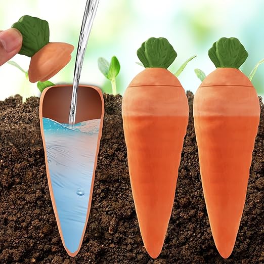 Terracotta Watering Spikes 4 Pcs – Eco Self‑Watering Stakes for Wine Bottles, Slow‑Release Watering System for House & Garden