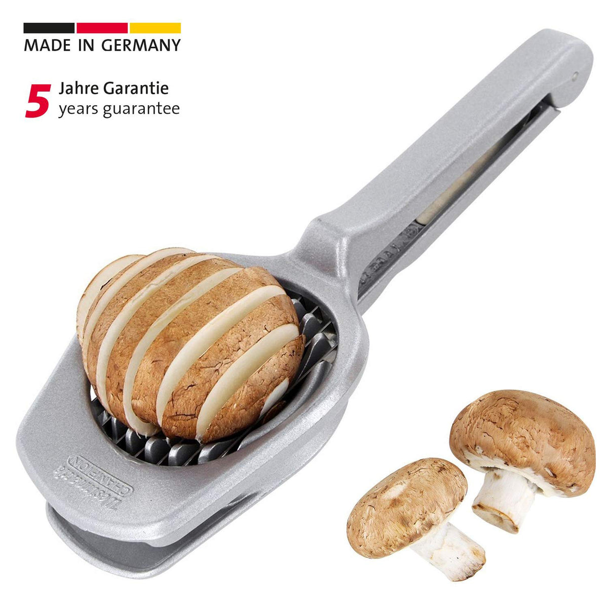 Westmark Mushroom & Egg Slicer – Heavy-Duty Aluminum Cutter with 7 Stainless Steel Blades for Even Slices, Multi-Purpose Food Slicer for Mushrooms, Eggs, Strawberries & Kiwi, Kitchen Essentials