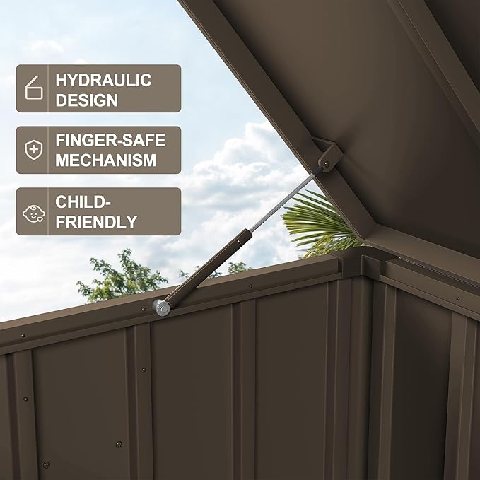 PURPLE LEAF Outdoor Deck Box 120 Gallon Waterproof Lockable Storage Box Container with Lid Deck Organization for Patio Cushions Side Table Pool Accessories Garden Tools, Brown