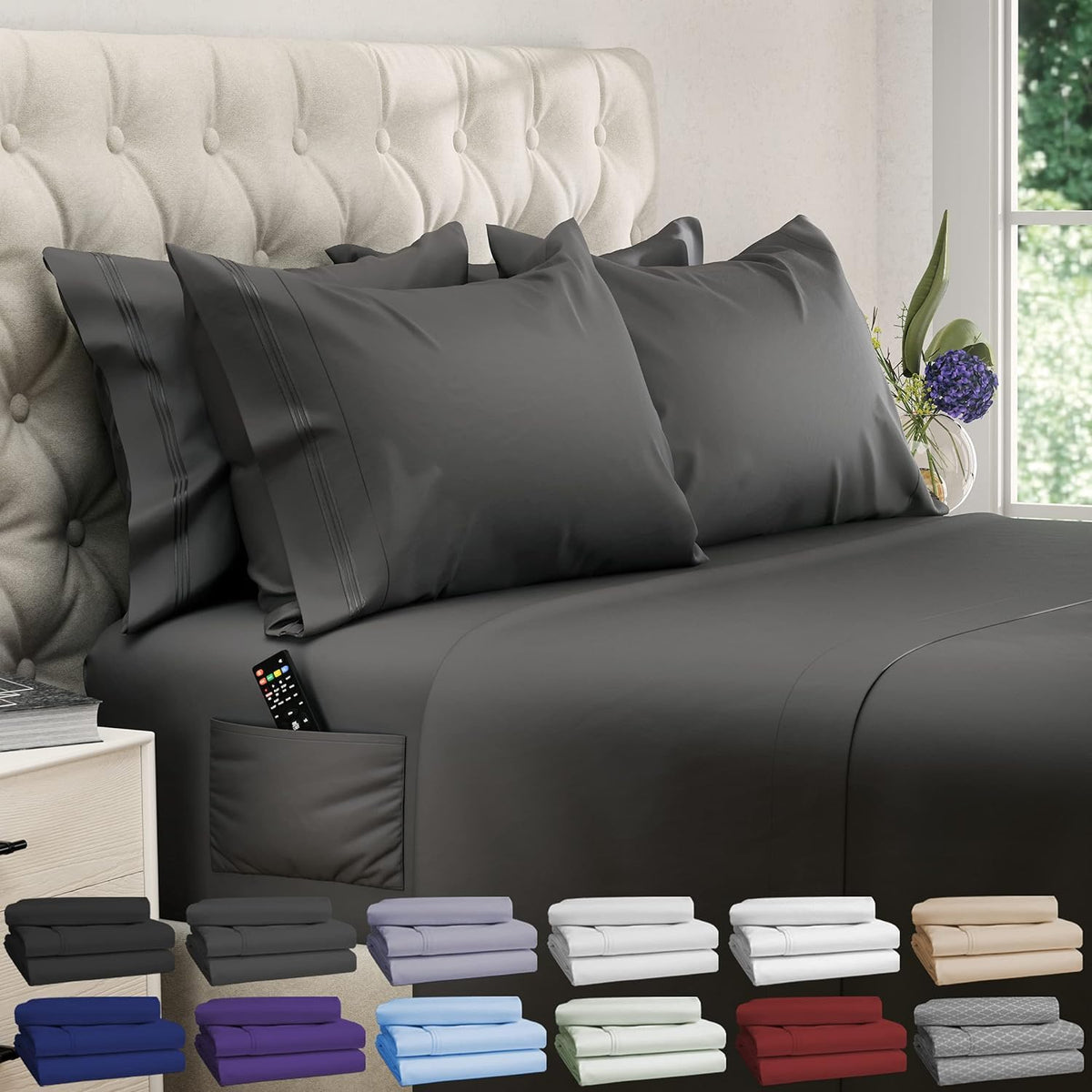 DREAMCARE King Size Sheets Set - 6 pcs Breathable Cooling Sheets King Size