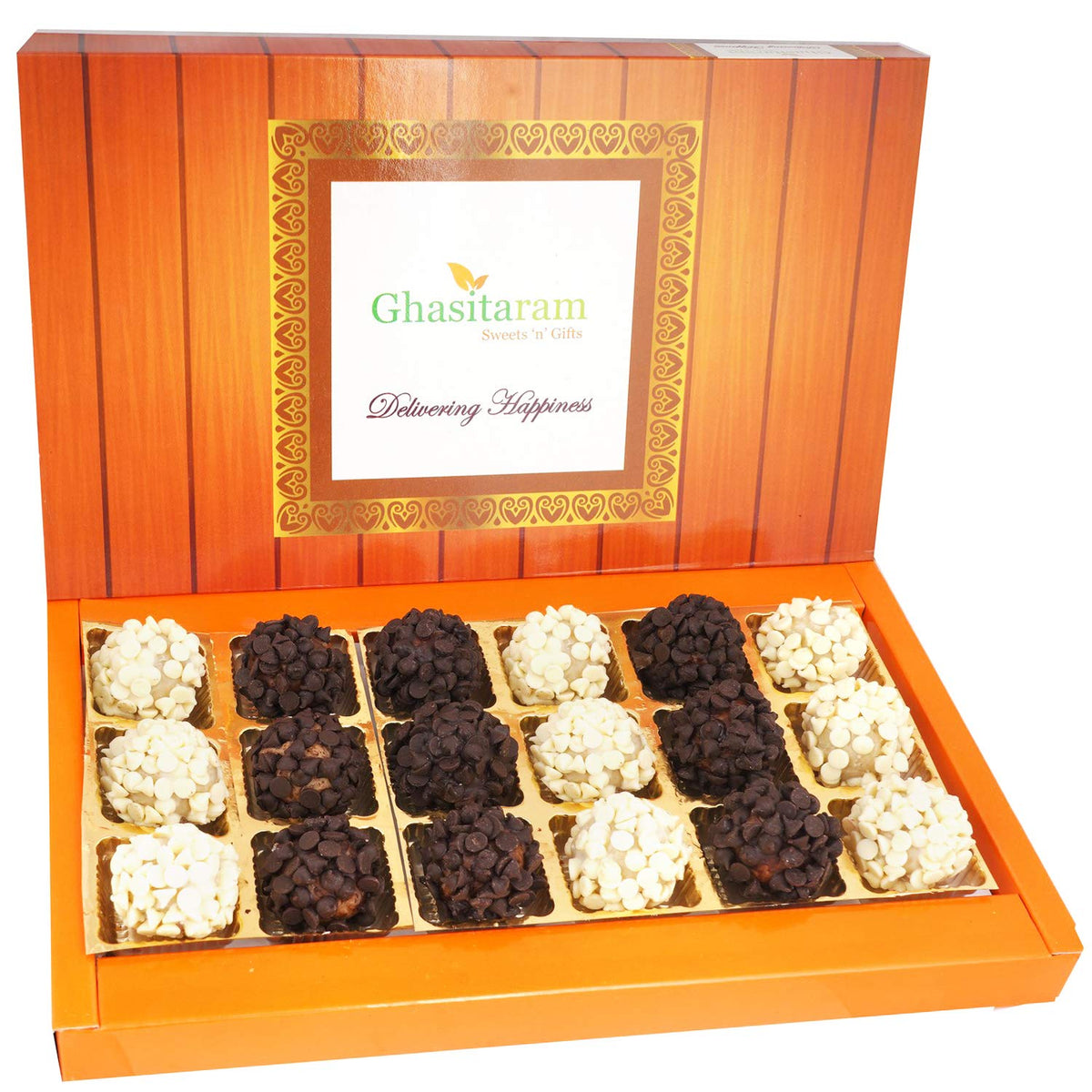 Ghasitaram Gifts Valentines Gift for Girlfriend/Boyfriend/Husband and Wife - Valentine Sweets Chocochip Cashew Flowers 18 pcs