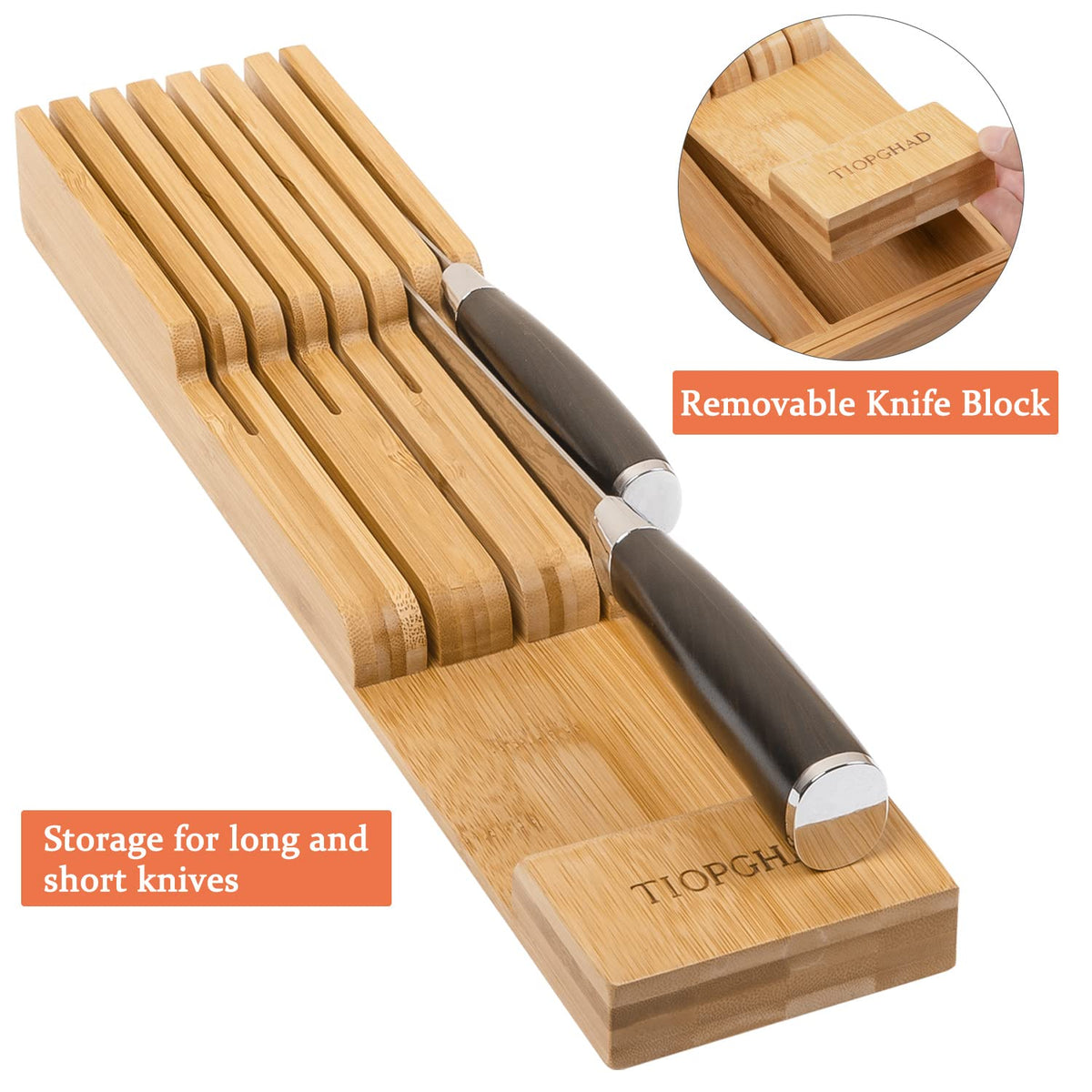 TIOPGHAD Expandable Bamboo Silverware Drawer Organizer Tray, Natural