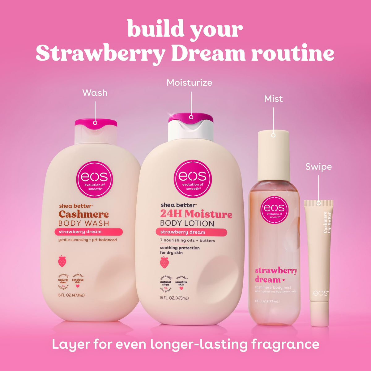 eos Strawberry Dream Plumping Peptides & Shea Butter Lip Butter, 0.35 fl oz