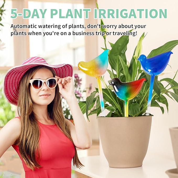 Glass Plant Watering Globes, Flower Watering Globes Self Watering Star Plant Watering Pot, Automatic Multicolored Glass Watering Spray for Everyday Use,3 Pack (B)