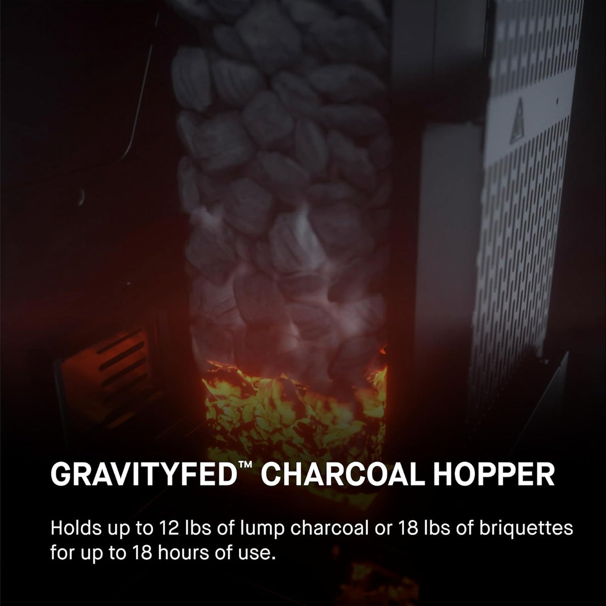 Masterbuilt® Gravity Series® 600 Digital Charcoal Grill and Smoker,WiFi Technology, GravityFed™ Charcoal Hopper, 600 Cooking Sq. Inches, Reversible Smoke&Sear Cast Iron Grates, Black, Model MB20041023