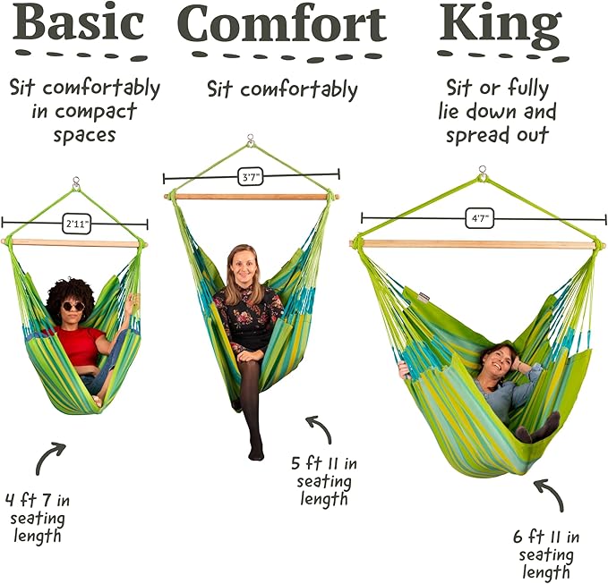 LA SIESTA® - Medium Basic Domingo Hammock Swing Chair - Weather & Tear Resistant Hanging Hammock Chair - Indoor Outdoor Hammock Chair Swing - Patio Porch Bedroom Hanging Chair - Max 250 Lbs, Lime