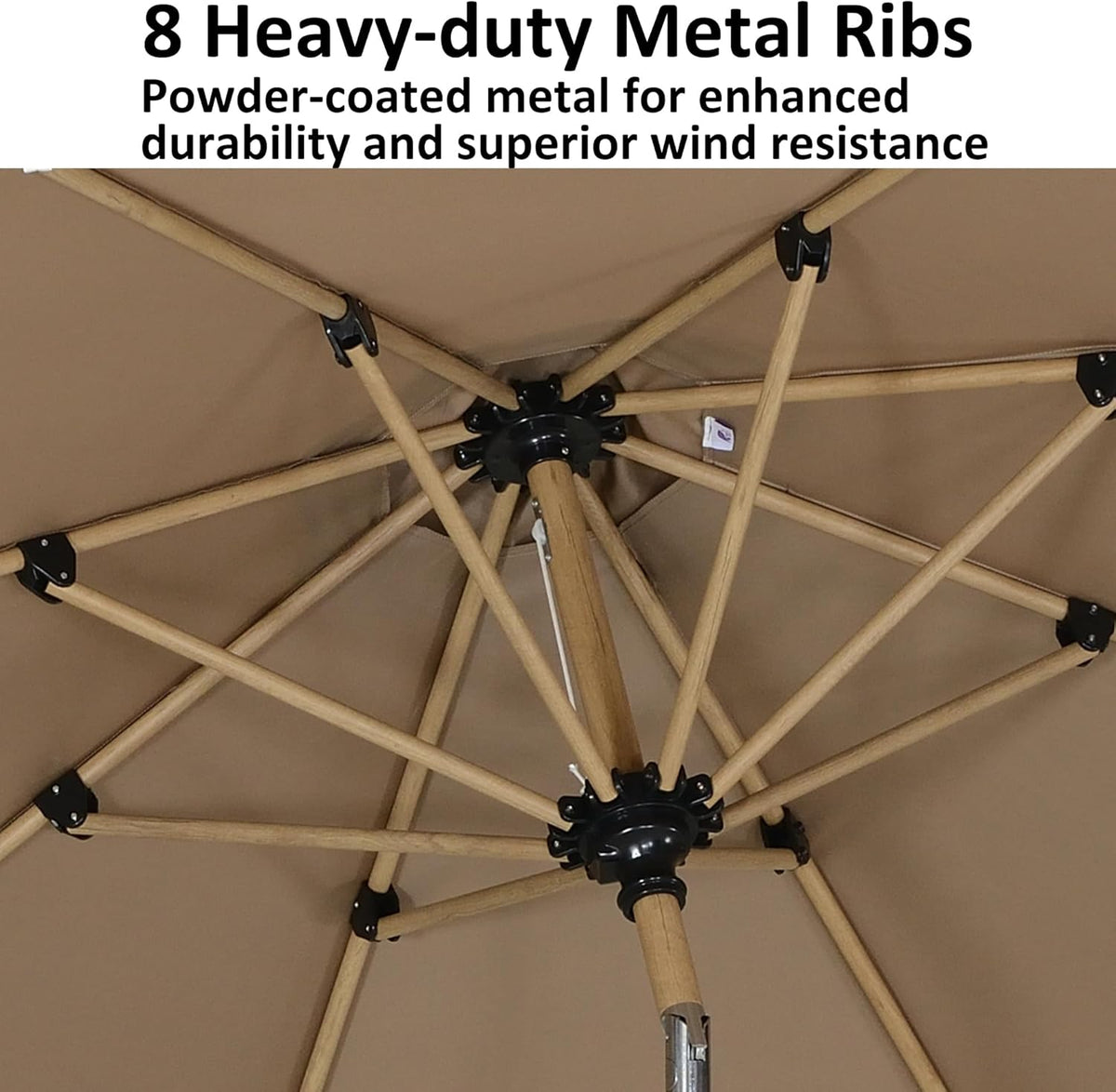 PURPLE LEAF 6.5' x 10' Patio Umbrella Outdoor Table Umbrella Aluminum Market Umbrella with Push Button Tilt & 8 Sturdy Ribs and Crank Rectangular Sun Umbrella for Pool Backyard Beach, Taupe