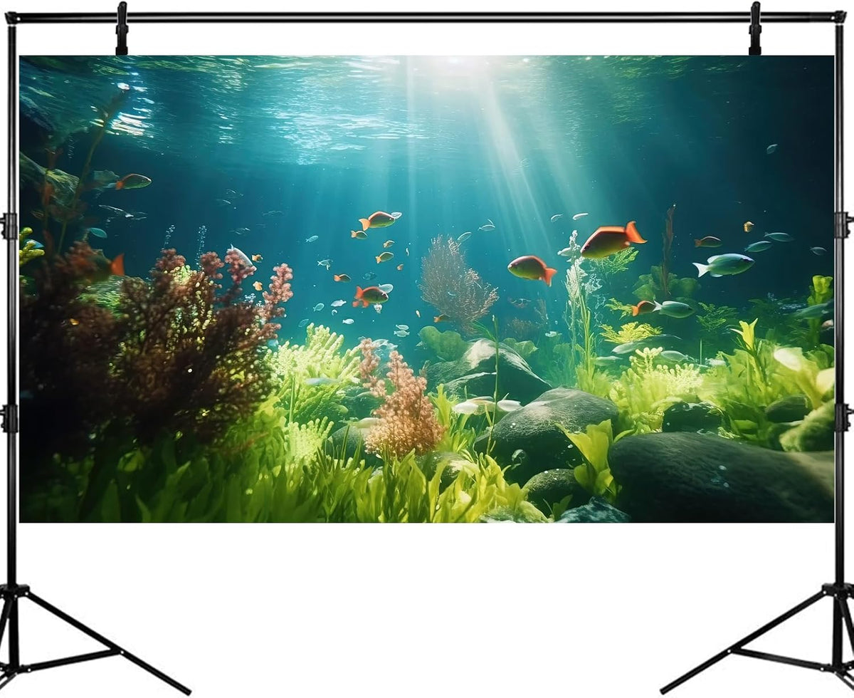 Fish Tank Background Underwater Aquarium Background Under The Sea Aquatic Plants Fish Tank Backgrounds Ocean Floor Rock Terrarium Wallpaper Tropical Fish Aquarium Reptile Tank Backgrounds 24x16in