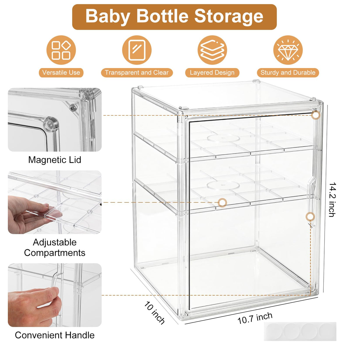 ERTIUANIO Baby Bottle Organizer – 3 Tier Acrylic Bottle Storage Organizer container, Clear Plastic Bottle Station Organizers Drawers for Countertop Kitchen Cabinet Vanity, Bathroom, Gifts for New Mom