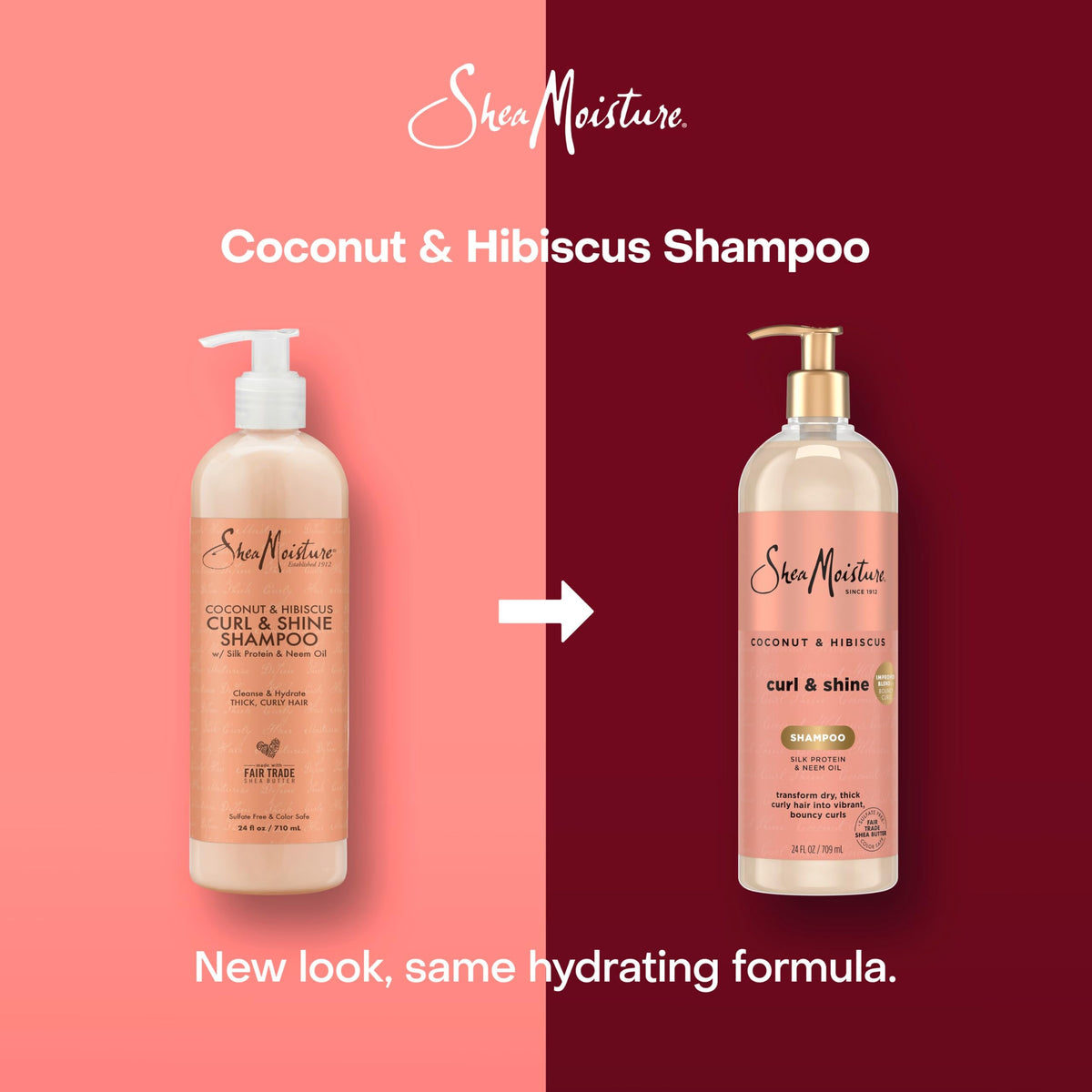 Shea Moisture Coconut & Hibiscus Shampoo for Curly Hair Hydrating 24oz