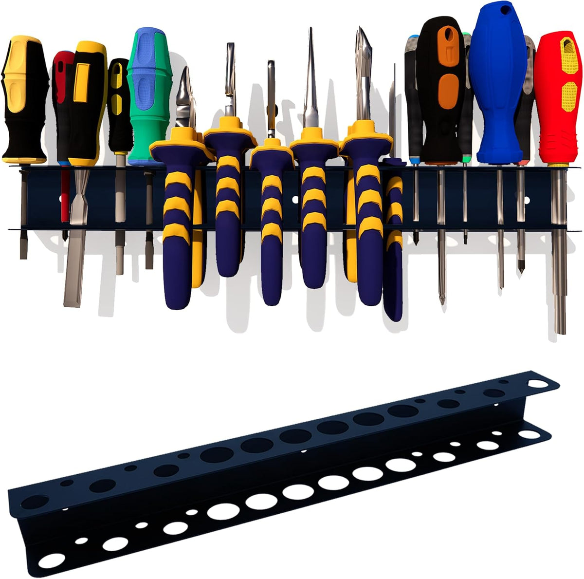 Screwdriver Organizer, Pliers Rack, Heavy Duty Wall Mounted Tool Storage Rack, Hand Tools Organizer, Metal Organizer for Garage Workshop, Garage Wall Mount，15.75 Inch