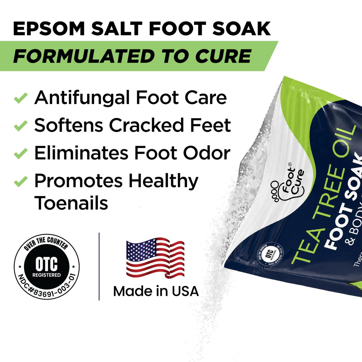 Tea Tree Oil Epsom Salt Foot Soak for Toenail Fungus Treatment, Tired Feet