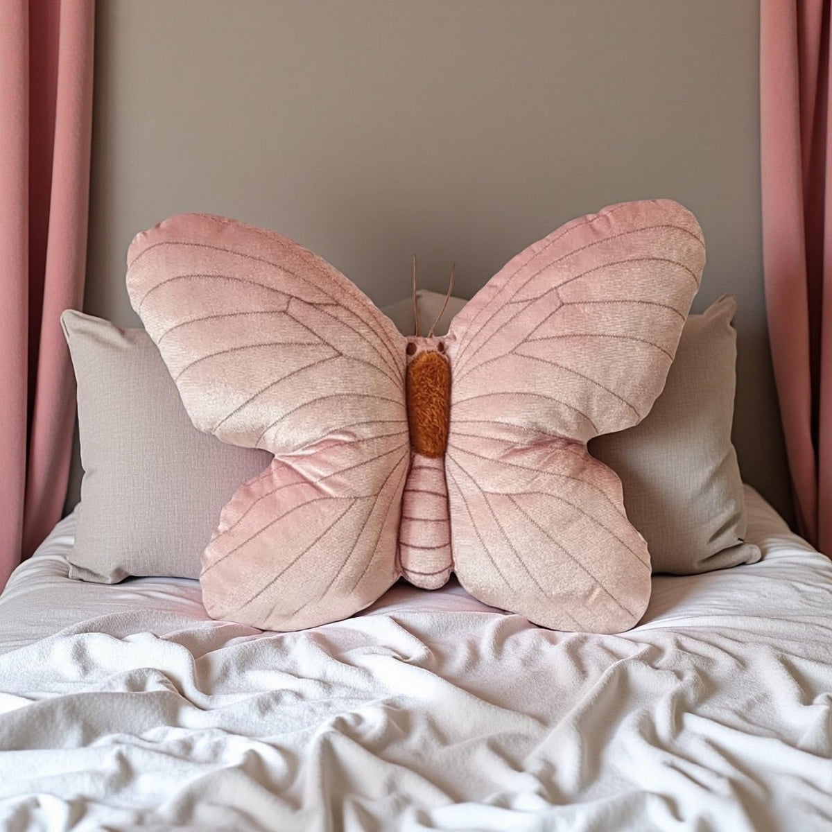 Karoeiwa Butterfly Pillow Cute Butterfly Decorative Throw Pillows 15.5 x 11.8 inch for Women Room Home Garden Sofa Couch Pink