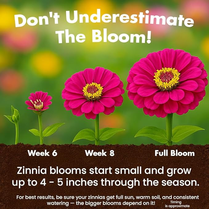 NatureZ Edge Zinnia Seeds for 2025 Planting Outdoors, Over 550 Flower Seeds, 4g, Non GMO Made in USA, Bulk Semillas De Flores para Sembrar, Dahlia Mix, Easy to Grow Zinnia Seed Mix
