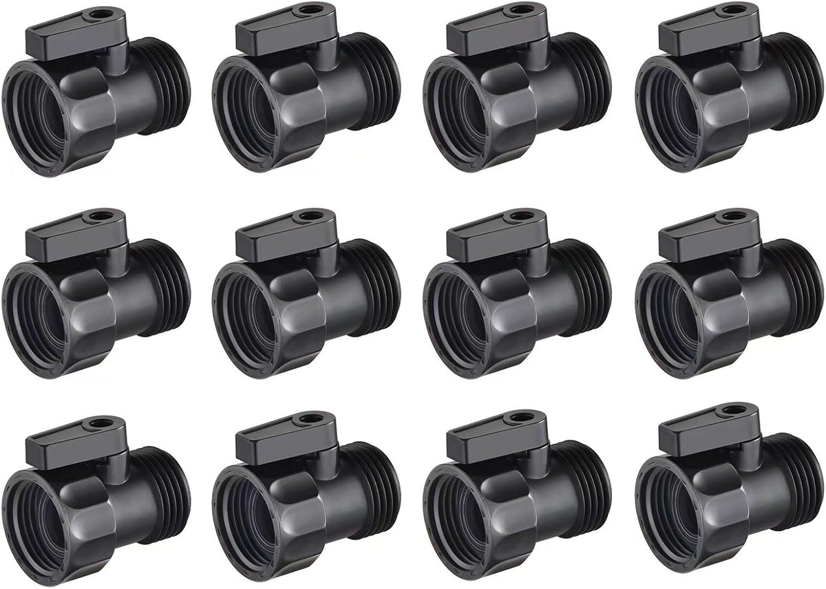 12 PCS 3/4'' Plastic Garden Hose Shut Off Valve,Water Shut-Off Ball Valve Thread Connector Coupling for Telescopic Water Pipe Water Gun Valve Control