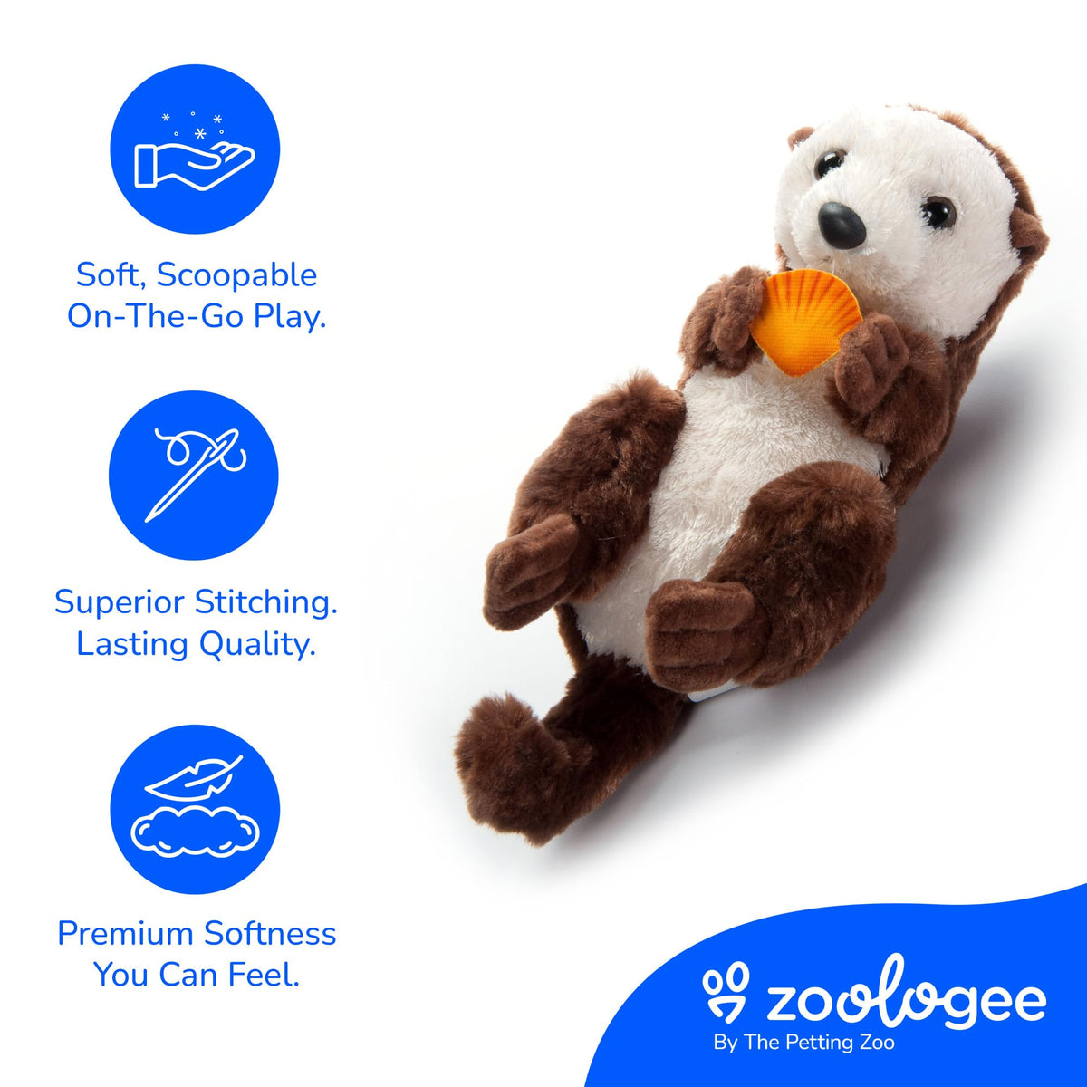 The Petting Zoo Sea Otter Stuffed Animal Plushie, Scoopz, Kids Gifts, 8 in