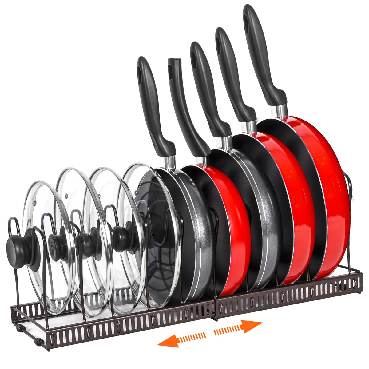 ROOHUA Pot and Pan Lid Organizer Rack for Under Cabinet, 12"-23" Expandable