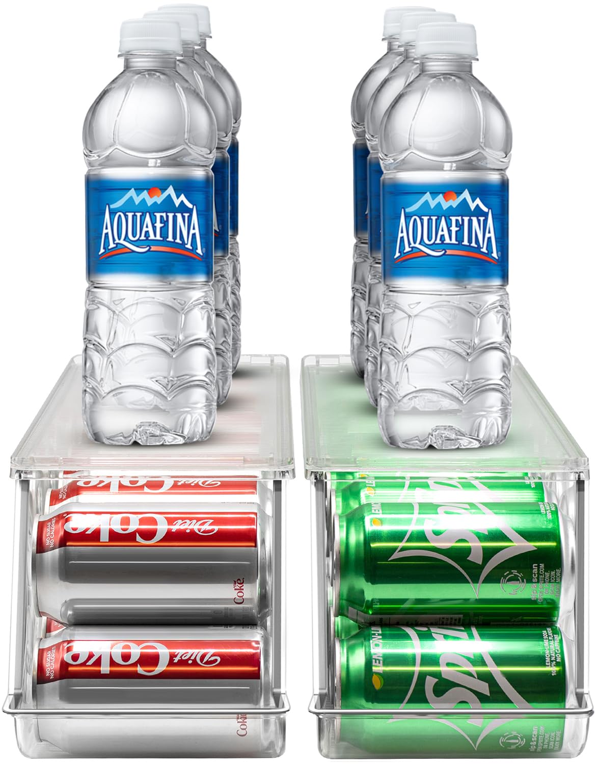 Sorbus Soda Can Organizer for Fridge & Freezer, Stackable with Lid (2 Pack)