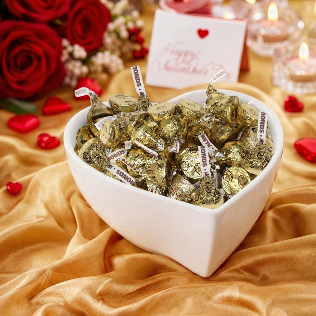 Gold Foil Almond Milk Chocolate Kisses- Individually Wrapped Almond-Filled Chocolates for Candy Bowls, Gift Bags & Party Treats - 1lb