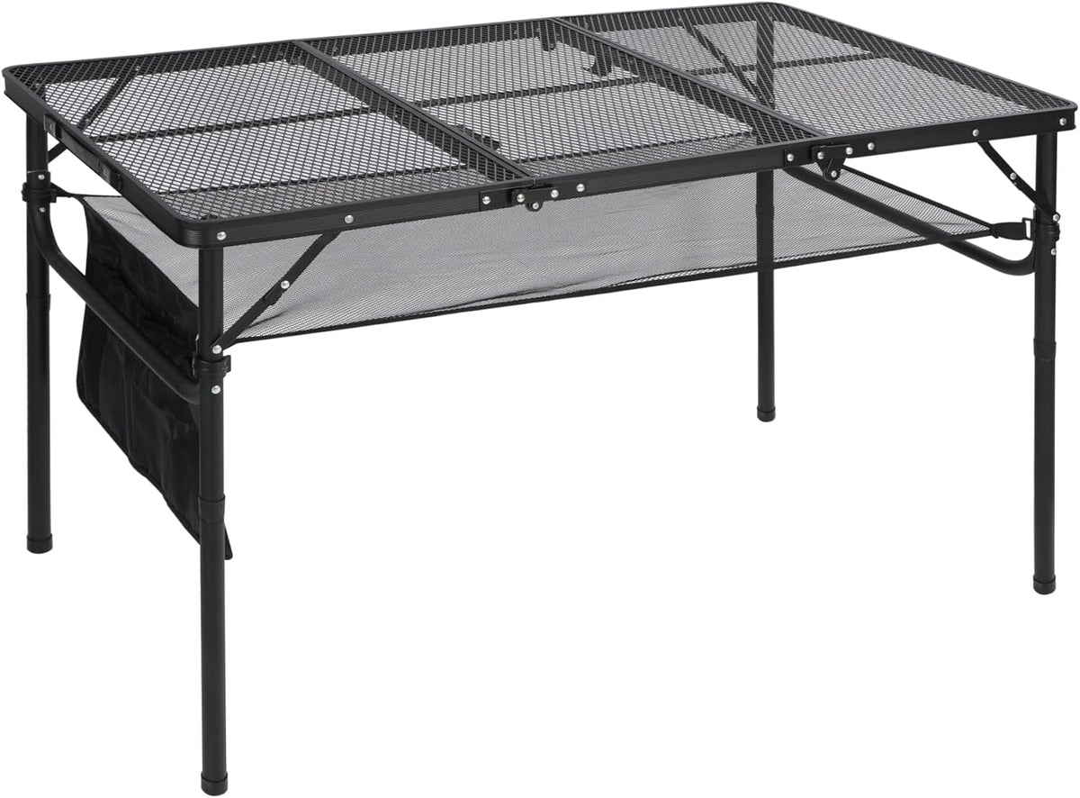 RedSwing Folding Grill Table, Lightweight Portable Grill Stand Table for Outdoor Camping Picnic BBQ, Adjustable Height, 48''x24''x16/28'', Black