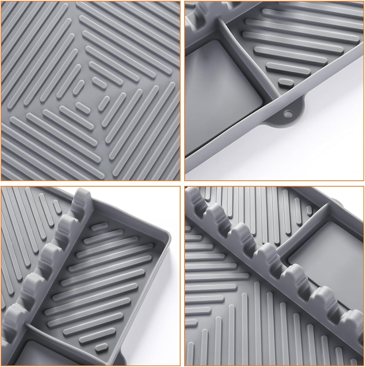 Griddle Mat Barbeque Grill Accessories Tools for Blackstone, Side Shelf Mat Grill Pad for Outdoor Grill Kitchen Counter Spatula Silicone Mat with Drip Pad for Kitchen, Cooking, Countertop (Grey)