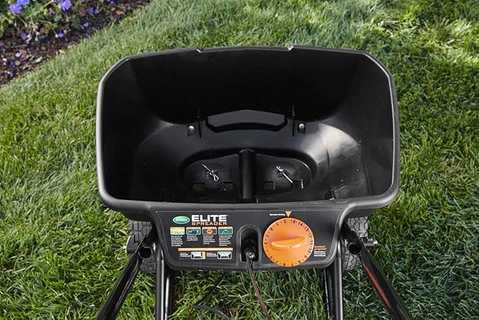 Scotts Elite Spreader for Grass Seed, Weed and Feed, Fertilizer, Salt and Ice Melt, Durable Push Spreader Holds up to 20,000 sq. ft Product