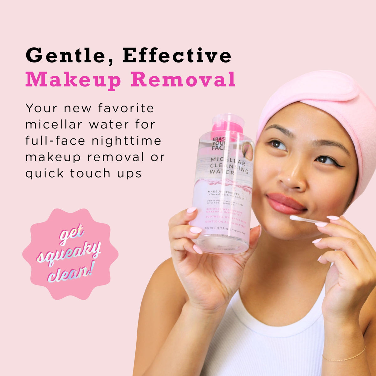 Erase Your Face 50pc Cotton Swabs with Micellar Water