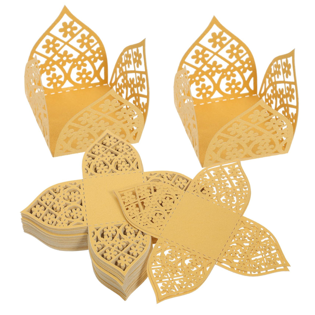 OKUMEYR 50pcs Hollow Truffle Cups for Chocolate Wrapping Elegant Wedding Party Decoration for Caramels Confections Unique Design for Easy Use
