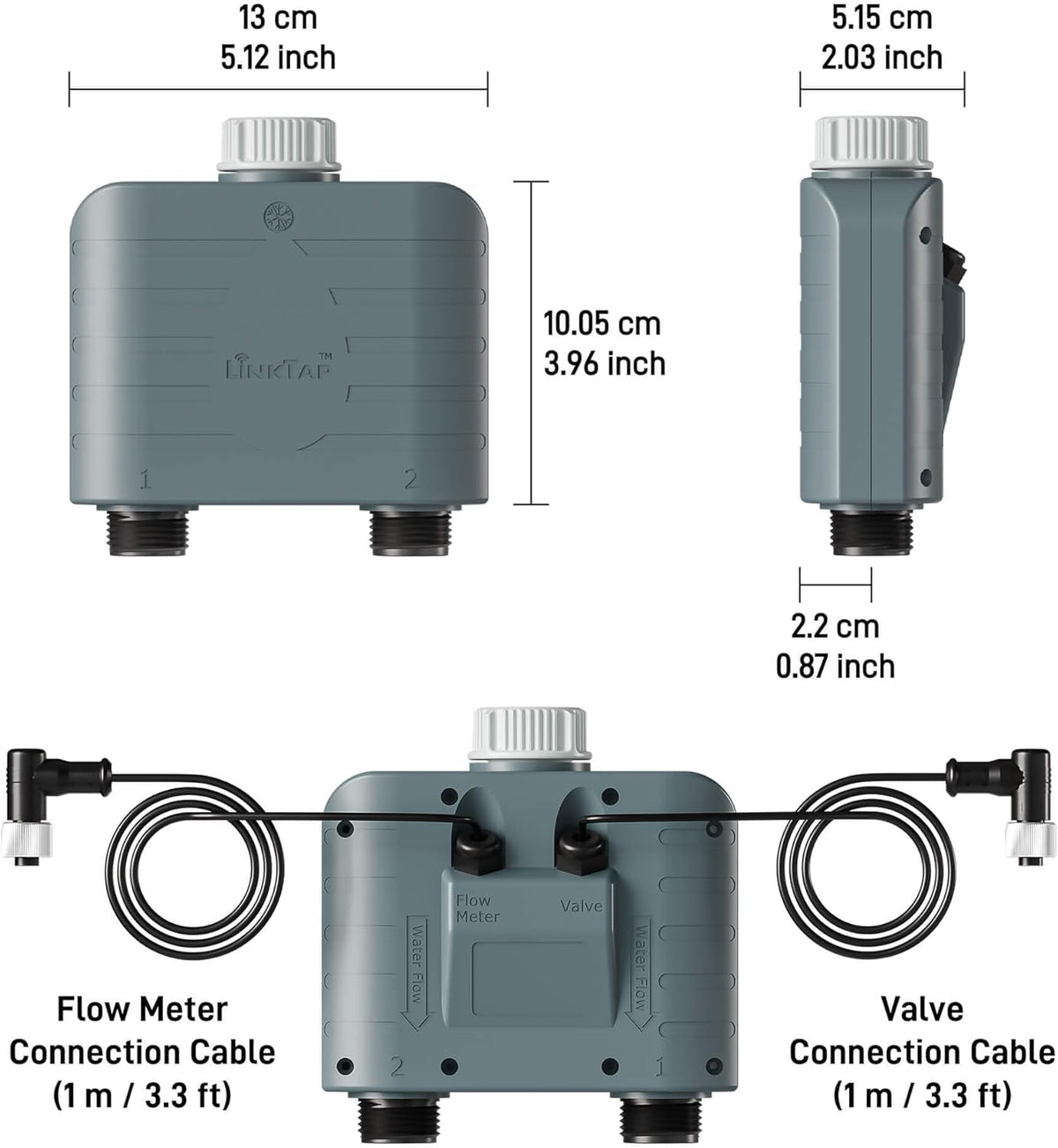 LinkTap T1 Smart Water Timer (Requires Gateway), 2-Outlet Sprinkler Timer, Ideal for Drip Irrigation, Weather Adaptive, Advanced Flow Monitoring, Better Range Than WiFi, IP66, Alexa
