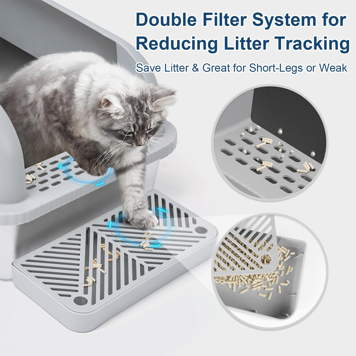 Suzzipaws XL Enclosed Stainless Steel Cat Litter Box for Big Cats