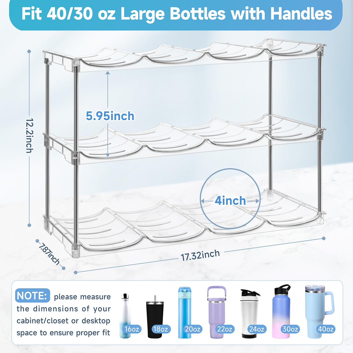 Larger Water Bottle Organizer for Stanley 40 oz Tumbler, Tumbler Organizer