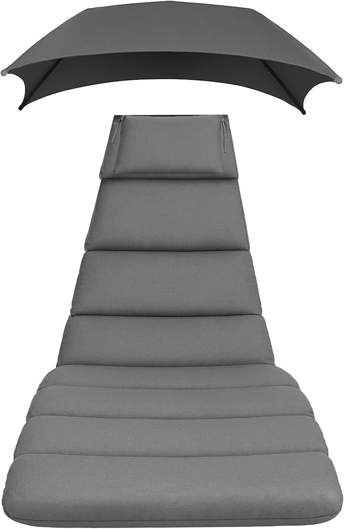 Weatherproof Replacement Cushion Pad and Umbrella for Hanging Lounge Chair Outdoor Chaise Hanging Hammock Chair - Long-Lasting, Fade-Resistant, Quick-Dry, Outdoor Lounge Replacement Set (Gray)